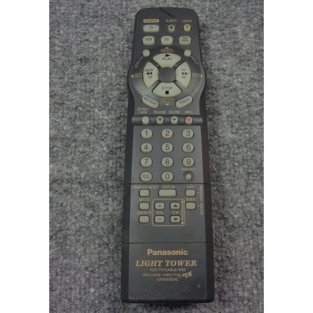 Panasonic Light Tower VCR/TV/Cable Program Director Remote Control VSQS1596